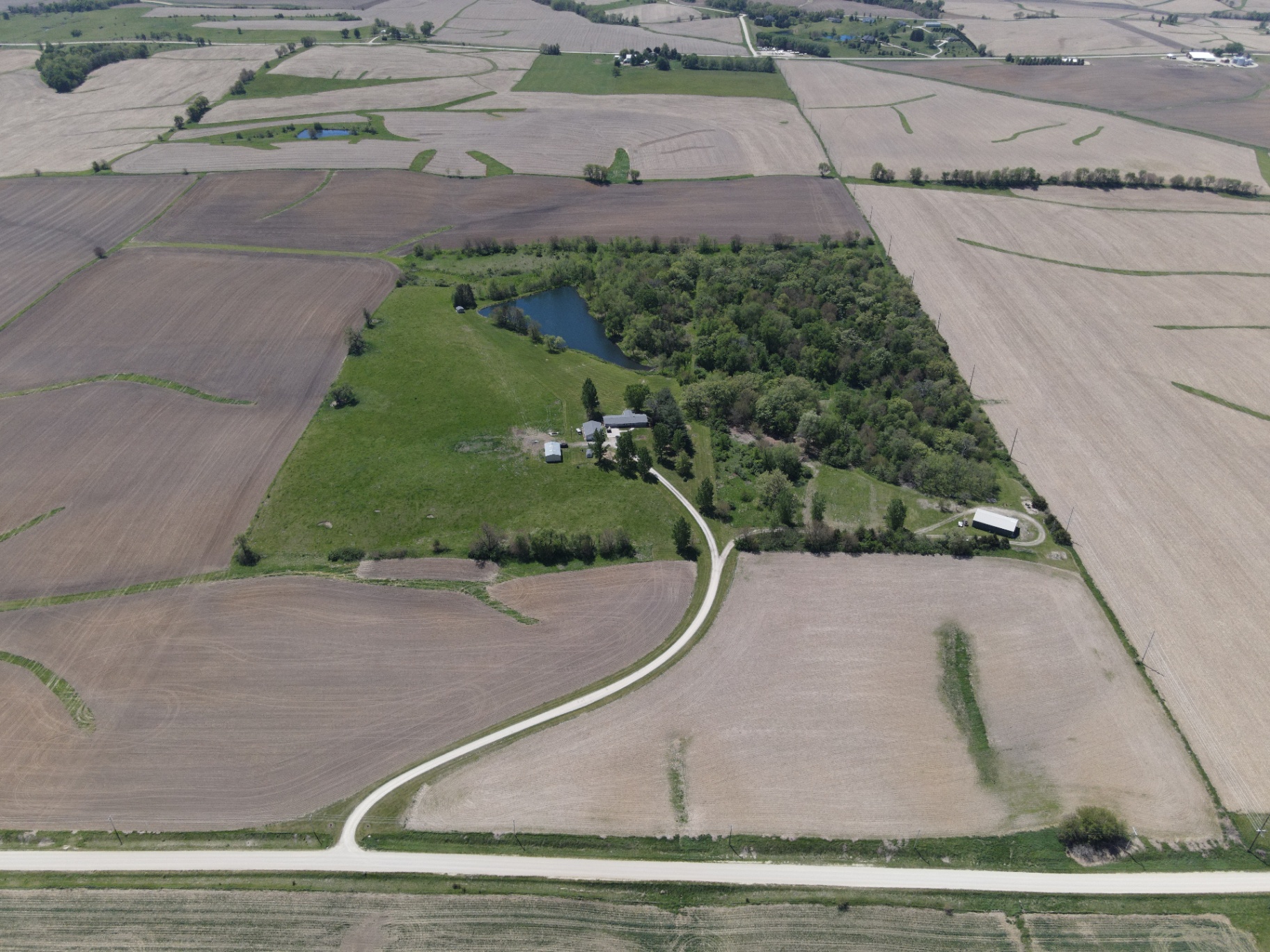 Aerial view of Verona Fields estate and surrounding countryside near Tipton, Iowa